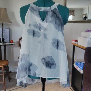 Very J Hi-Low Sleeveless Sheer Tunic Blouse